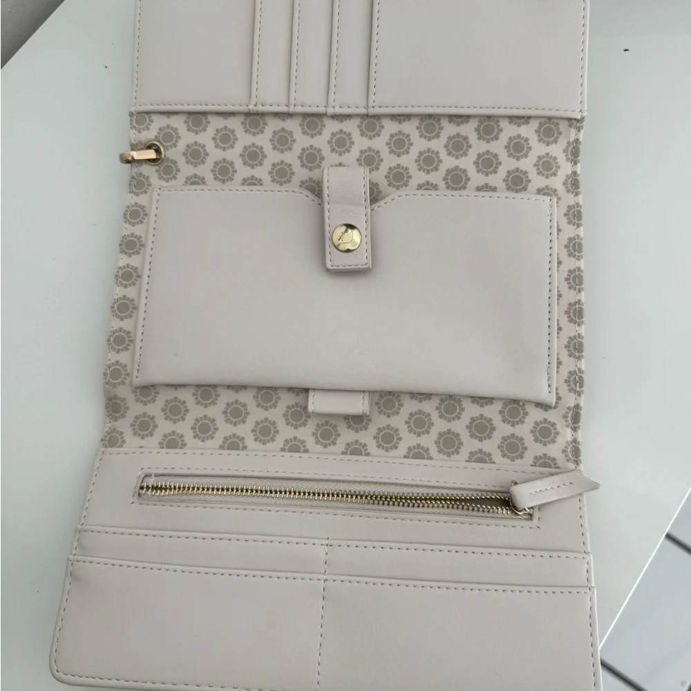 Swarovski Cream Wristlet Clutch with Gold Hardware